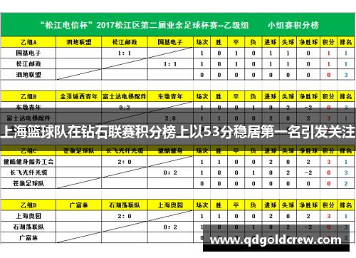 上海篮球队在钻石联赛积分榜上以53分稳居第一名引发关注